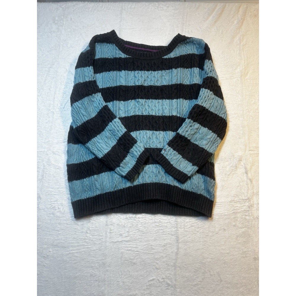 Tommy Hilfiger Sweater Women's Medium Crew‎ Neck Long Sleeve Blue Striped Y2K